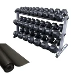 Body-Solid Rubber Hex Dumbbell 1kg - 30kg Package with Rack & Mat